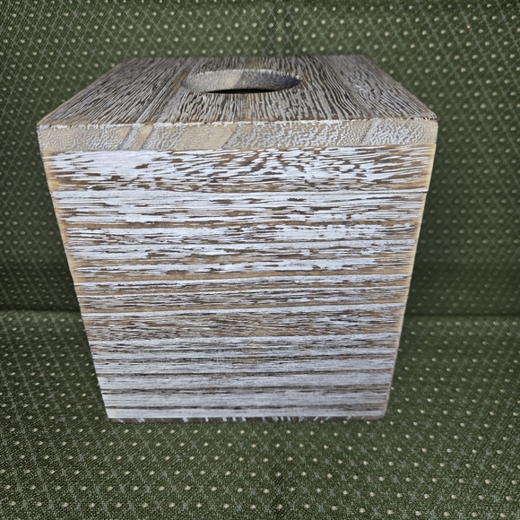 Rustic Wooden Tissue Box Holder With Latch that says Bless You - Picture 4 of 7